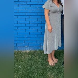 Striped Black and White Wrap Dress